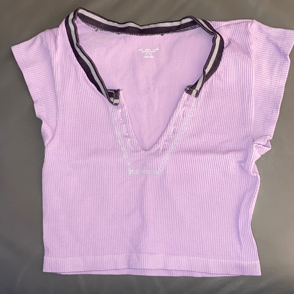 Urban Outfitters Purple V-Neck Ribbed Women's Top